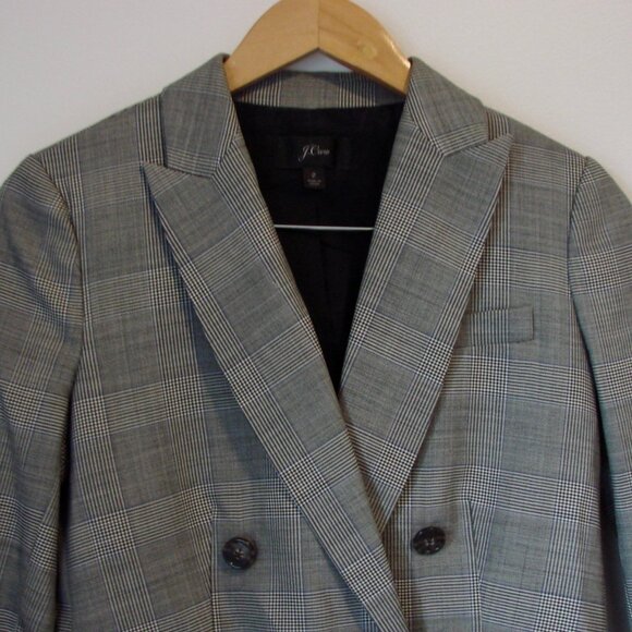 J Crew Glen Plaid Wool Blazer Jacket Gray Blue Double Breasted NEW NWOT Size 2 - Picture 4 of 16